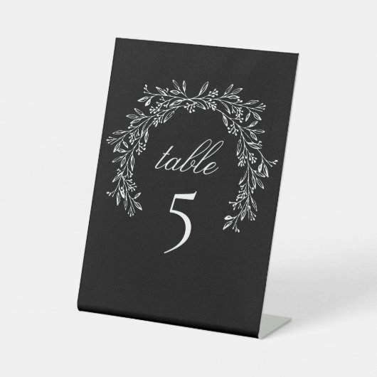 Zwart Luxe Classic Botanical Crest Tafel Reclamebord Met Voetstuk (Voorkant)