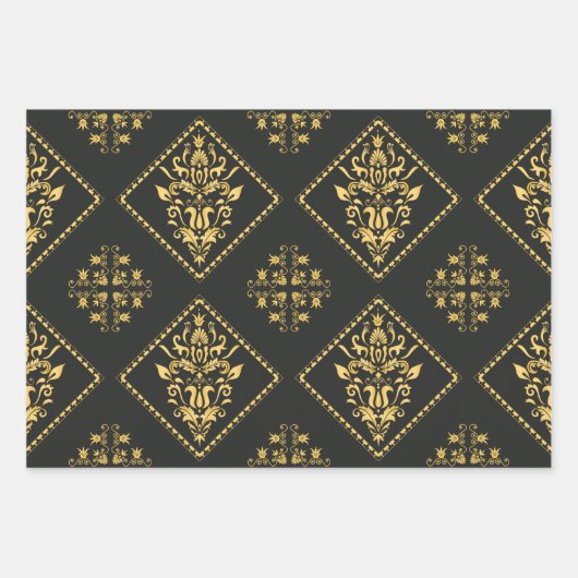 Zwart luxe Classy Elegant Pattern Inpakpapier Vel (Voorkant 3)