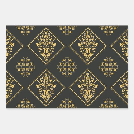 Zwart luxe Classy Elegant Pattern Inpakpapier Vel (Voorkant 2)