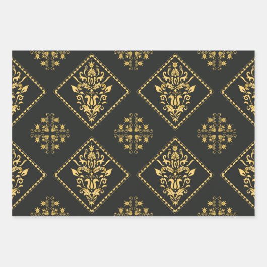 Zwart luxe Classy Elegant Pattern Inpakpapier Vel (Voorkant)