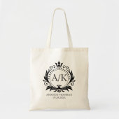 Zwart Luxe Kroon Bruiloft Monogram Tote Bag (Voorkant)
