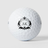 Zwart Luxe Kroon Monogram Golfballen (Voorkant)