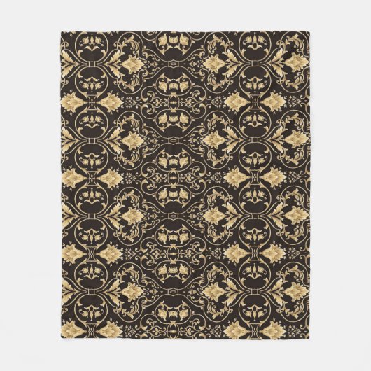 Zwart Luxe Patroon Fleece Deken. (Voorkant)