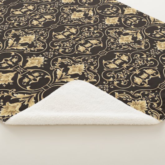 Zwart luxe patroon sherpa deken (3/4)