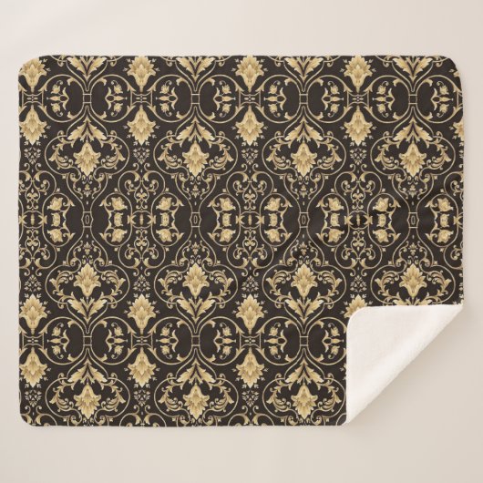 Zwart luxe patroon sherpa deken (Voorkant (horizontaal))