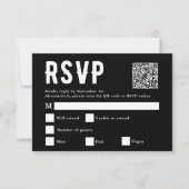 Zwart Maaltijd Keuze Bruiloft Scan QR Code RSVP-ka RSVP Kaartje (Voorkant)