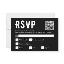 Zwart Maaltijd Keuze Bruiloft Scan QR Code RSVP-ka