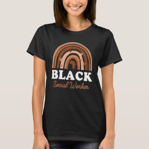 Zwart maatschappelijk werker Melanin Rainbow Socia T-shirt