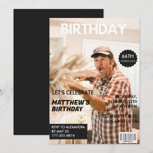 Zwart magazine omslagfoto 66e verjaardag kaart