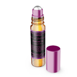 Zwart Magenta Glitter Parfum Roller Flessenlabel Vierkante Sticker