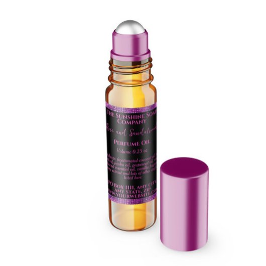 Zwart Magenta Glitter Parfum Roller Flessenlabel Vierkante Sticker