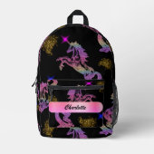 Zwart Magisch Regenboog Kristal Eenhoorns Bedrukte Rugzak (Voorkant)