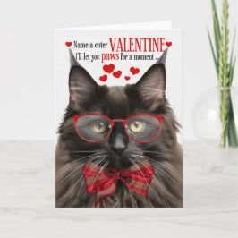 Zwart Maine Coon Kat Feline Humor Valentijnsdag Feestdagen Kaart