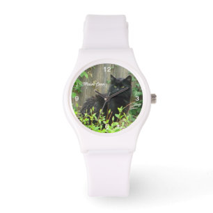Zwart Maine Coon Kat Horloge