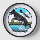 Zwart Malinois in Water (Voorkant)