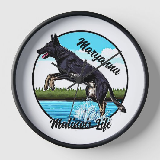 Zwart Malinois in Water (Voorkant)