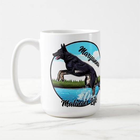 Zwart Malinois in Water Koffiemok (Links)