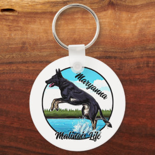 Zwart Malinois in Water Sleutelhanger