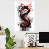 Zwart Mamba Ink Painting Poster (Thuiskantoor)