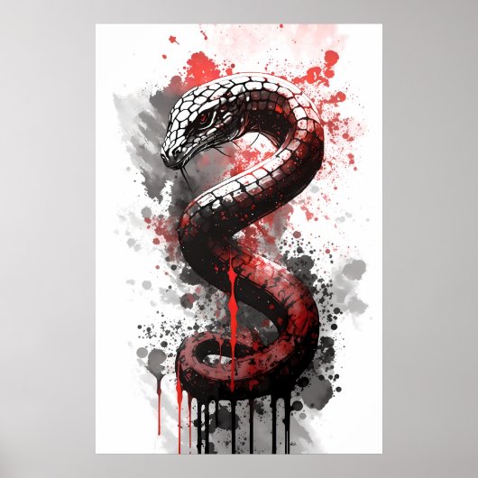 Zwart Mamba Ink Painting Poster (Voorkant)