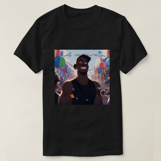 Zwart Man bij Gay Pride T-shirt (Design voorkant)