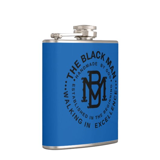 Zwart Man Embleem Vloeistof Vinyl Gewikkeld Kolf Heupfles (Rechts)