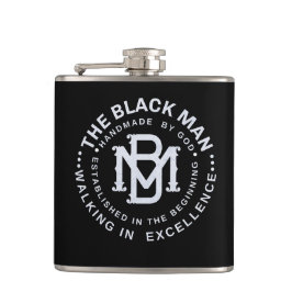 Zwart Man Embleem Whiskey Vinyl Wrapped Flask Heupfles