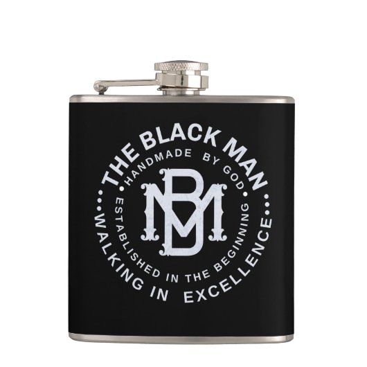 Zwart Man Embleem Whiskey Vinyl Wrapped Flask Heupfles (Voorkant)