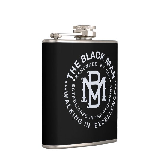 Zwart Man Embleem Whiskey Vinyl Wrapped Flask Heupfles (Rechts)