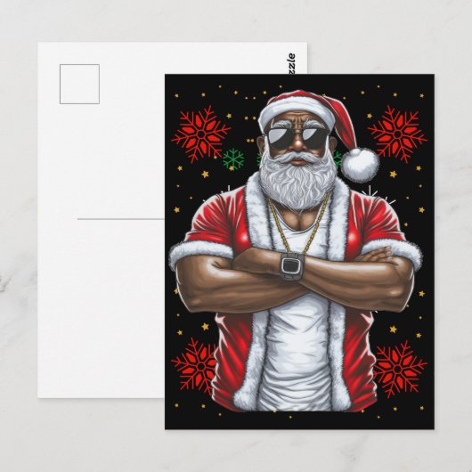 Zwart Man Melanine Kerstman Sinterklaas Lelijke Xm Briefkaart (Voorkant / Achterkant)