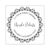 Zwart Mandala Border Custom Moderne Typografie Rubberstempel (Afrduk)