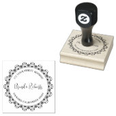 Zwart Mandala Border Custom Moderne Typografie Rubberstempel (Gestempeld)