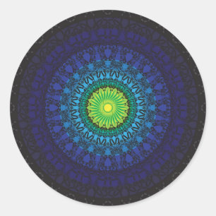 Zwart Mandala Design Ronde Sticker