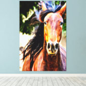 *~* Zwart Mane Paard AR22 Equine Art Canvas Print (Insitu (Houten vloer))