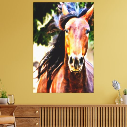*~* Zwart Mane Paard AR22 Equine Art Canvas Print (Insitu (Woonkamer))