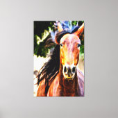 *~* Zwart Mane Paard AR22 Equine Art Canvas Print (Voorkant)