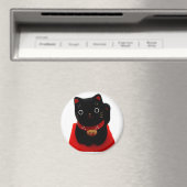 Zwart Maneki Neko op een rode loper Magneet (Insitu (Vaatwasser))