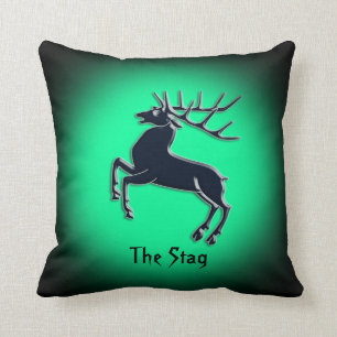 Zwart Mannetje Rutting op groen schijnwerpereffect Kussen