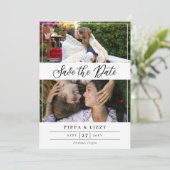 Zwart Manuscript Dubbelzijdige Foto's sparen de Da Save The Date (Staand voorkant)