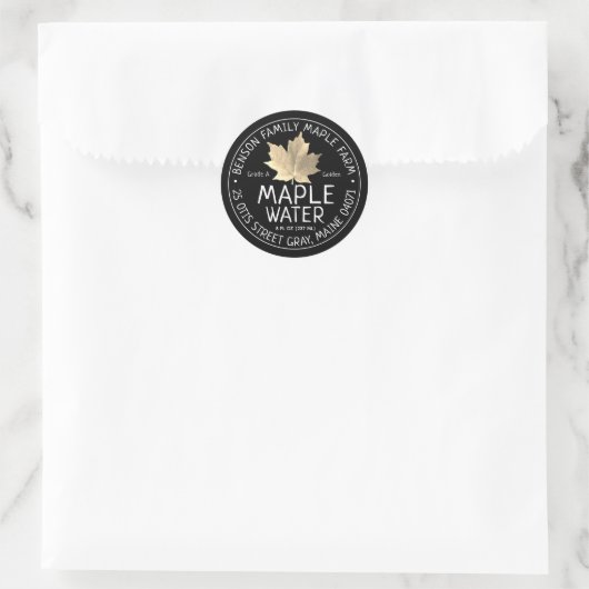Zwart Maple Water Label met Gouden Suiker Maple Le (Tas)