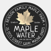 Zwart Maple Water Label met Gouden Suiker Maple Le (Voorkant)