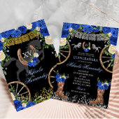 Zwart Marine Blauw en Zilver Charra Quinceañera Kaart
