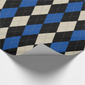 Zwart | marine | Crème Argyle Pattern Cadeaupapier (Hoek)