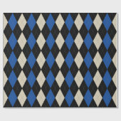 Zwart | marine | Crème Argyle Pattern Cadeaupapier (Vlak)