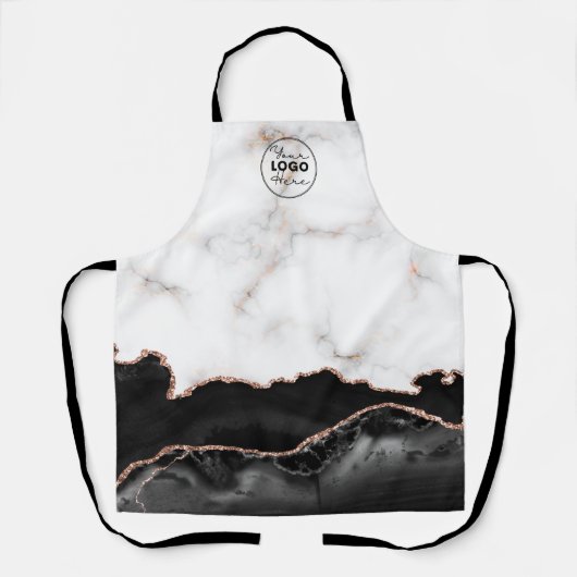 Zwart marmer Aangepaste zakelijke Logo Aangepast Schort (Voorkant)