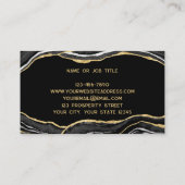 Zwart marmer agaat geode gouden glitter visitekaartje (Achterkant)