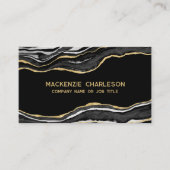 Zwart marmer agaat geode gouden glitter visitekaartje (Voorkant)