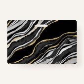 Zwart marmer agaat geode zakelijke foto ID naam Badge (Achterkant)