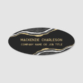 Zwart Marmer Agaat Goud Glitter Business Naamplaatje (Voorkant)