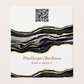Zwart Marmer Agaat Goud Glitter QR code Visitekaartje (Buitenkant ongevouwen)